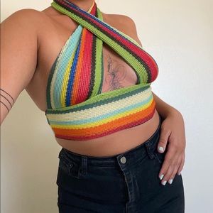Multicolored Halter Resort Top